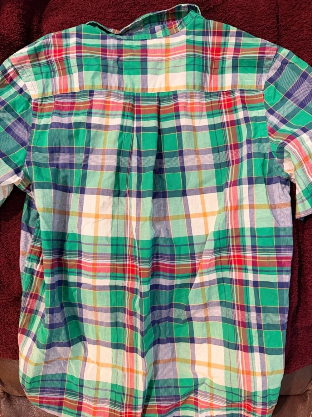 Ralph Lauren Green Multi Plaid Short-Sleeve Button-Down Shirt